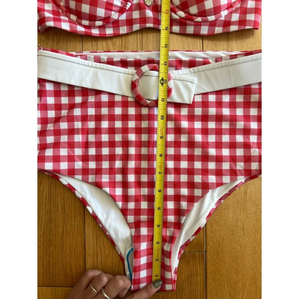 NEW Breakfast Party Cherry Waffle Gingham Bikini Swim Suit High Waist Retro Sz M